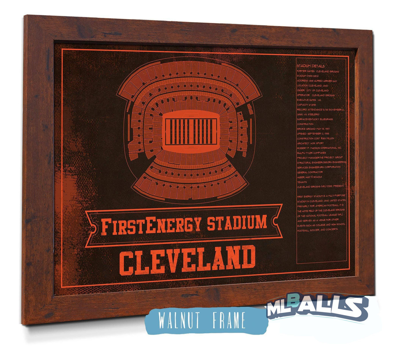 Cleveland Browns FirstEnergy Stadium - Vintage Football Art Print