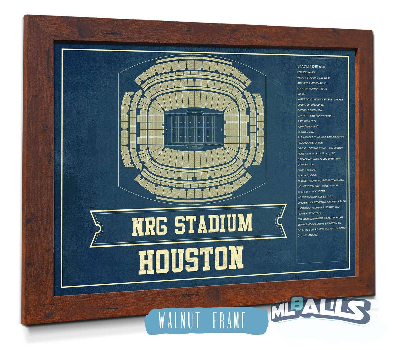 Houston Texans NRG Stadium Seating Chart - Vintage Football Print