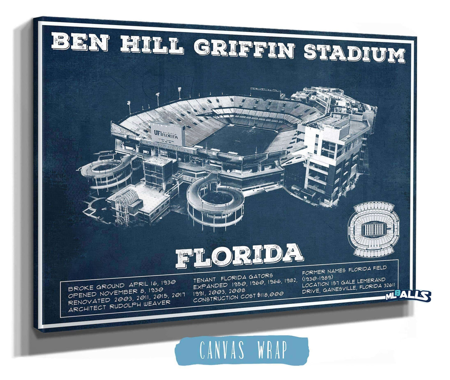 Ben Hill Griffin Stadium Art - University of Florida Gators Vintage Stadium Art Print