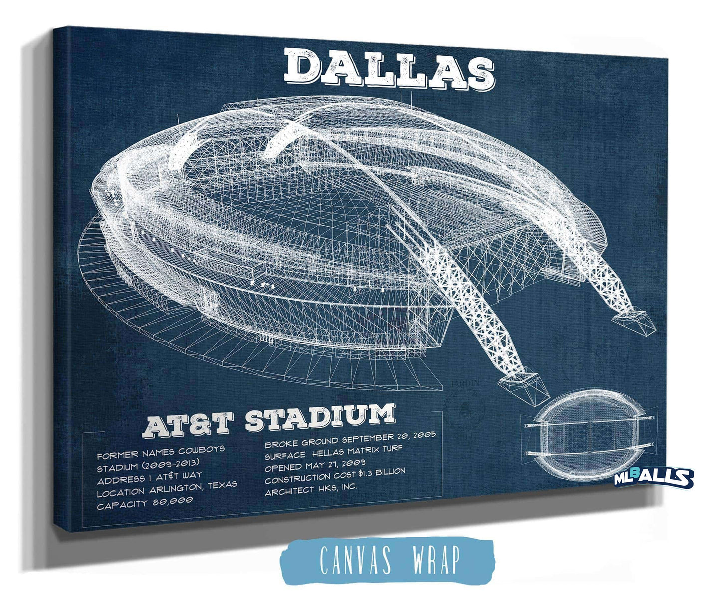 Dallas Cowboys - AT&T Stadium - Vintage Football Print