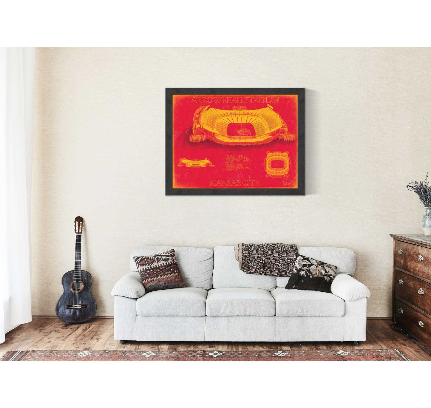 Arrowhead Stadium Wall Art - Kansas City Chiefs Blueprint Football Stadium Print
