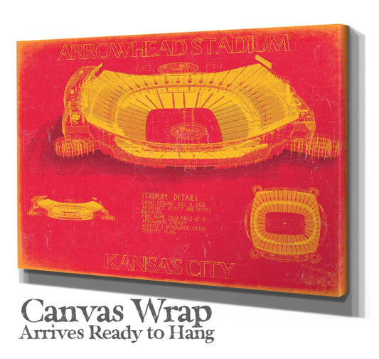 Arrowhead Stadium Wall Art - Kansas City Chiefs Blueprint Football Stadium Print