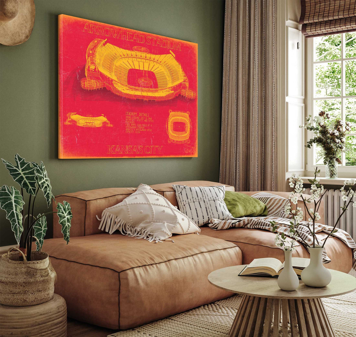 Arrowhead Stadium Wall Art - Kansas City Chiefs Blueprint Football Stadium Print