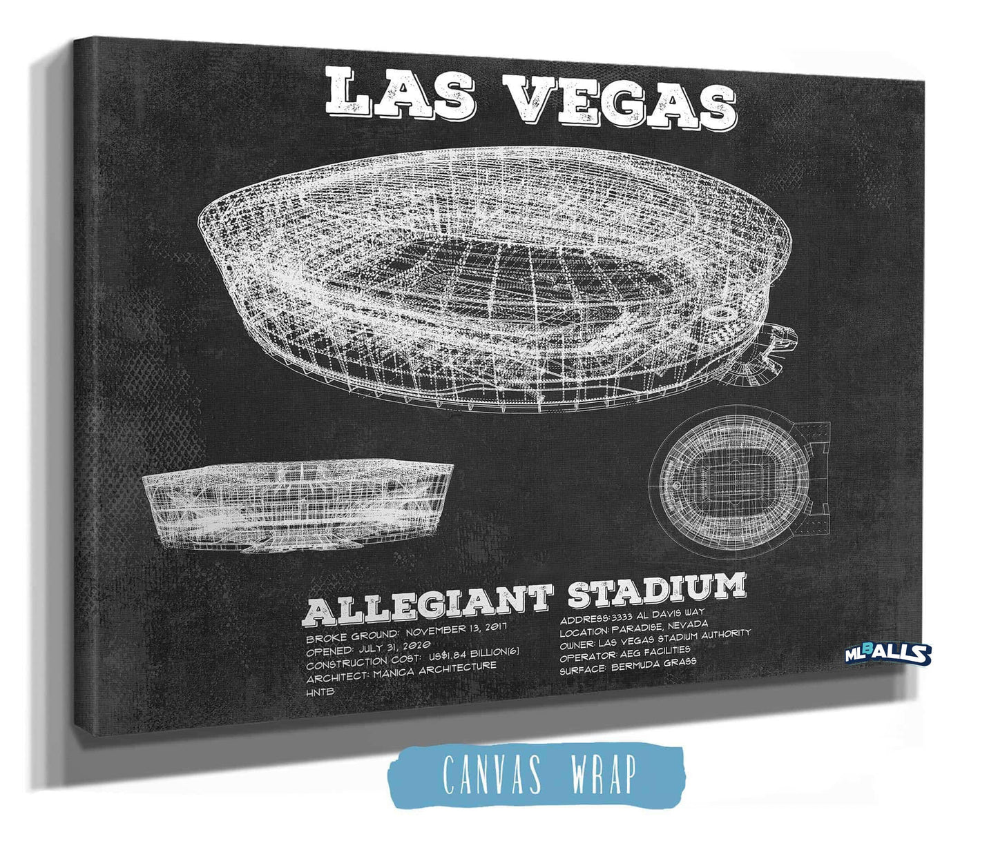 Las Vegas Raiders Allegiant Stadium Vintage Football Print