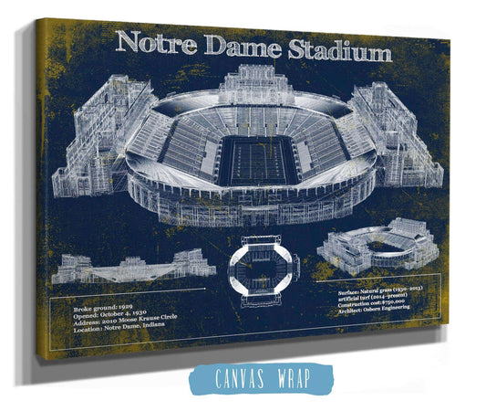 Notre Dame Stadium 2023 Version Team Color Vintage Art Print