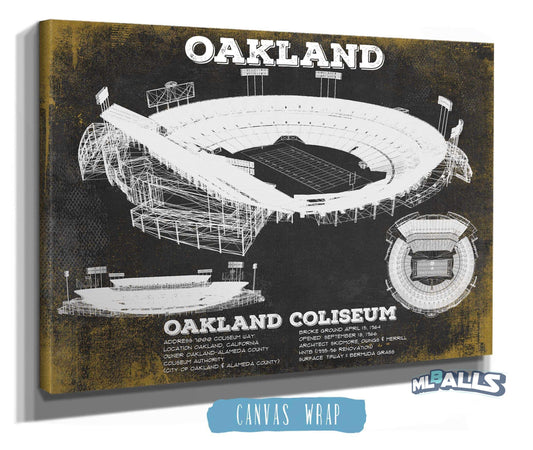 Oakland Raiders Team Colors Oakland Coliseum NFL Vintage Football Print