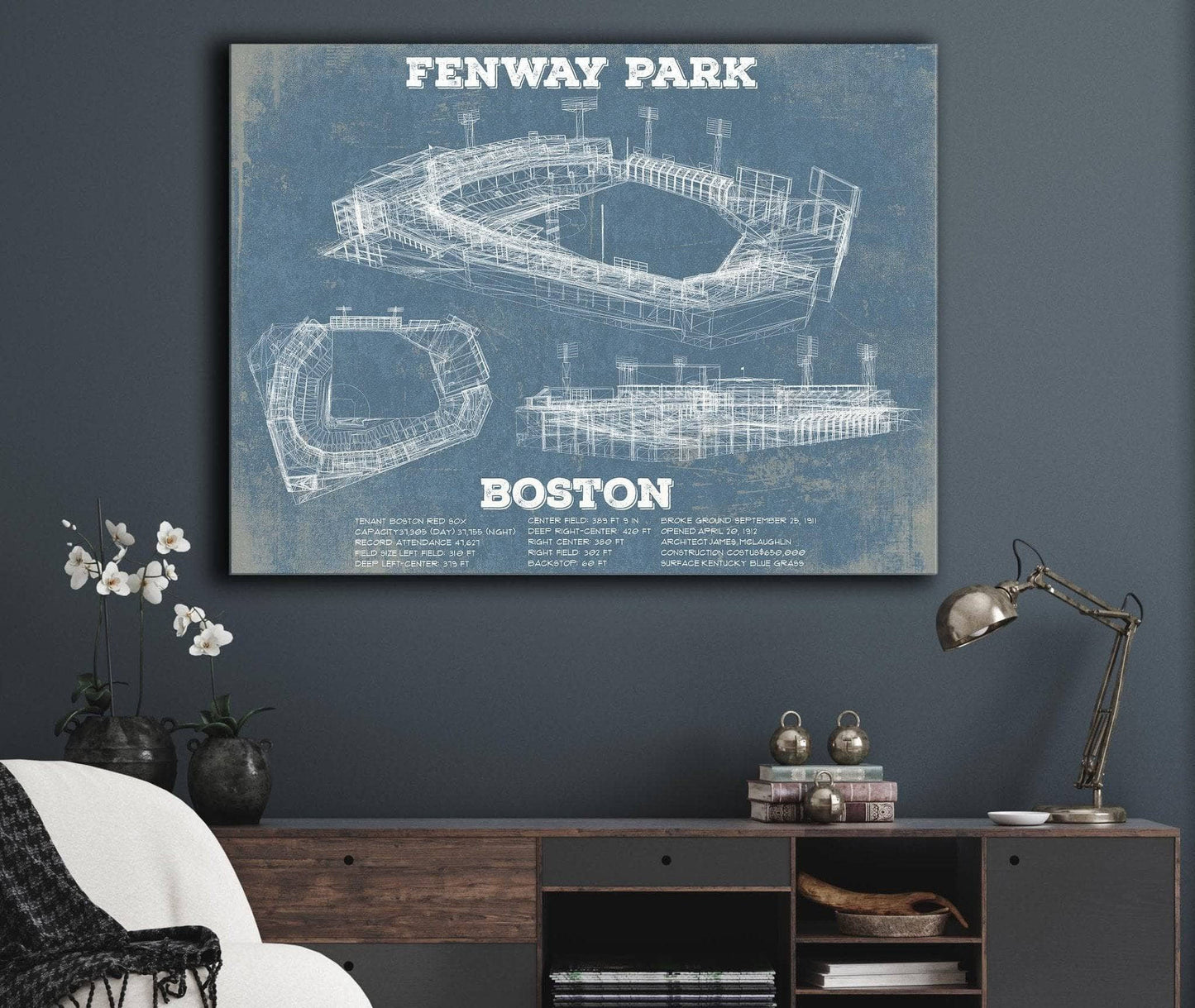 Vintage Boston Red Sox - Fenway Park Baseball Print