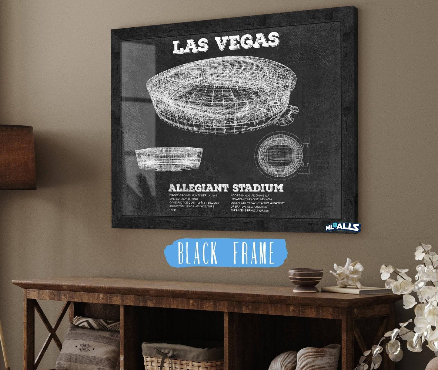 Las Vegas Raiders Allegiant Stadium Vintage Football Print
