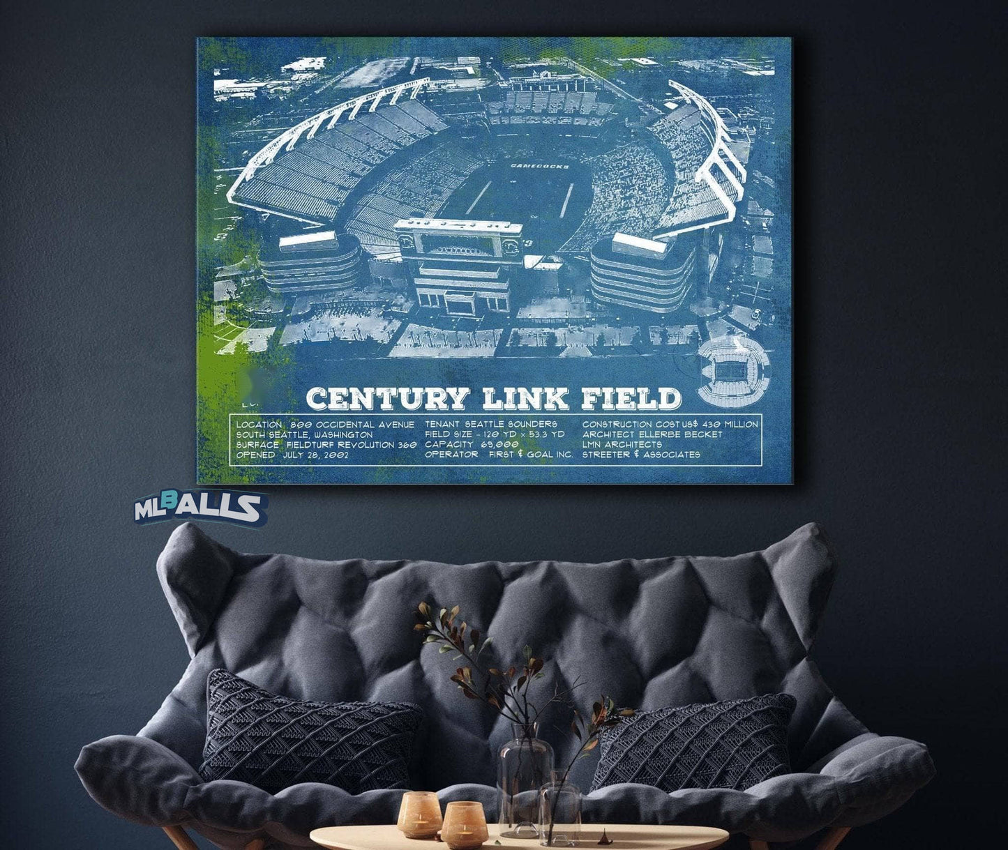 Williams-Brice Stadium Art - South Carolina Gamecocks - Vintage Blueprint Art Chart