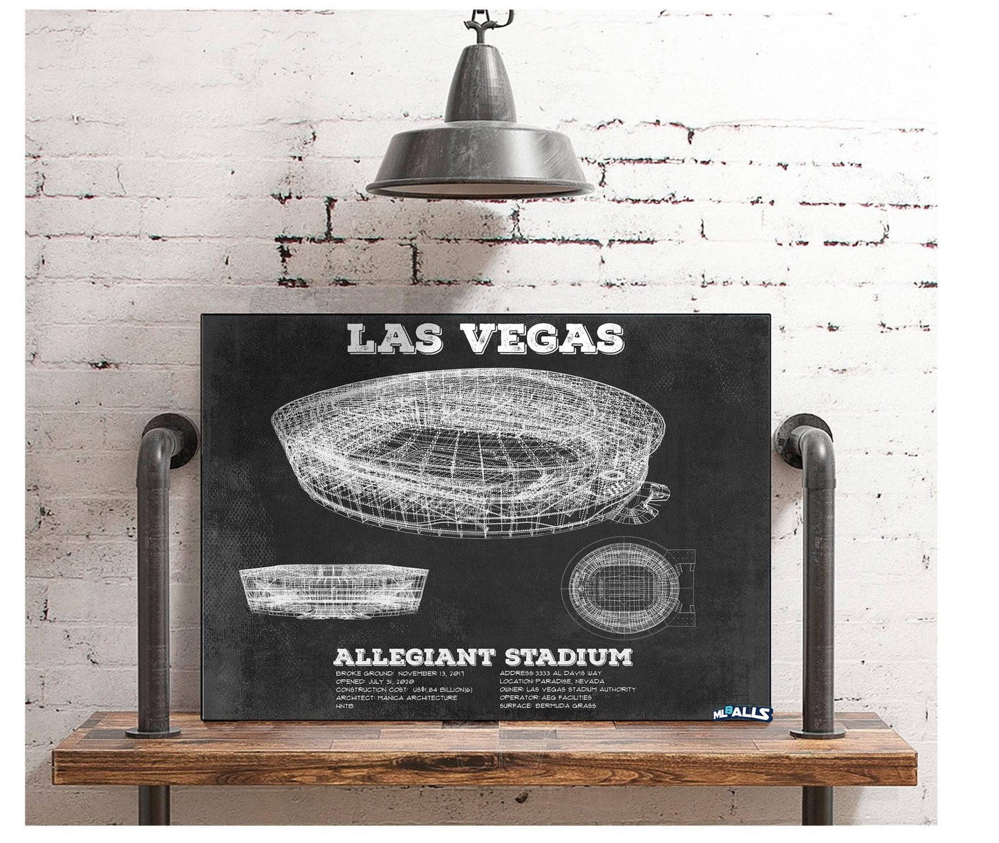 Las Vegas Raiders Allegiant Stadium Vintage Football Print