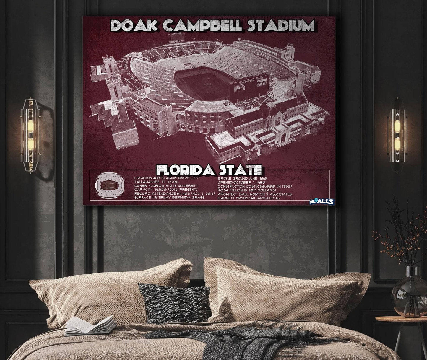 Florida State Seminoles - Doak Campbell Stadium Vintage FSU College Football Art Print