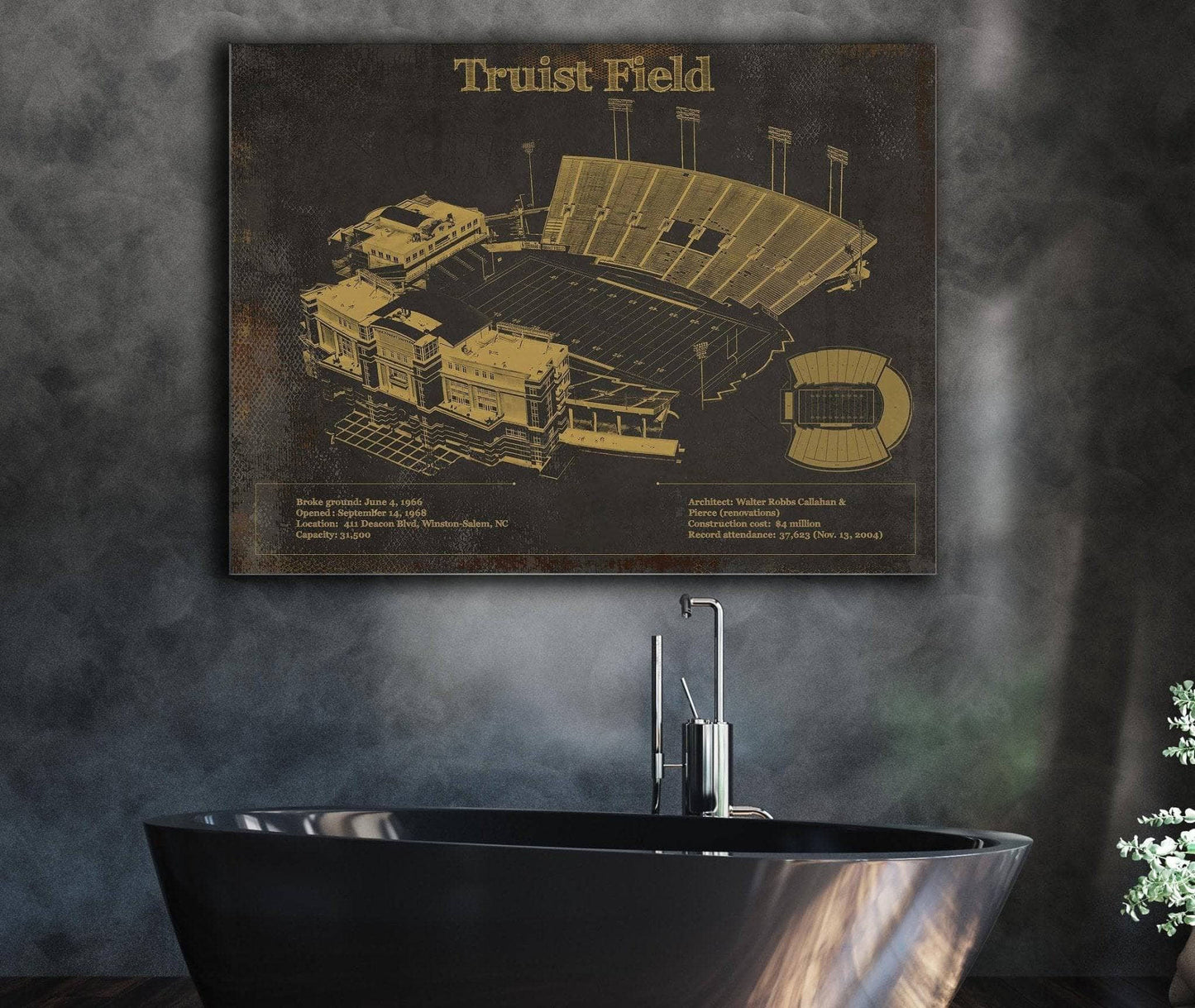 Wake Forest Football Art - Truist Field Vintage Wall Art