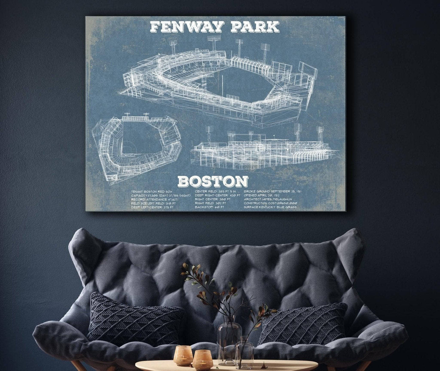 Vintage Boston Red Sox - Fenway Park Baseball Print