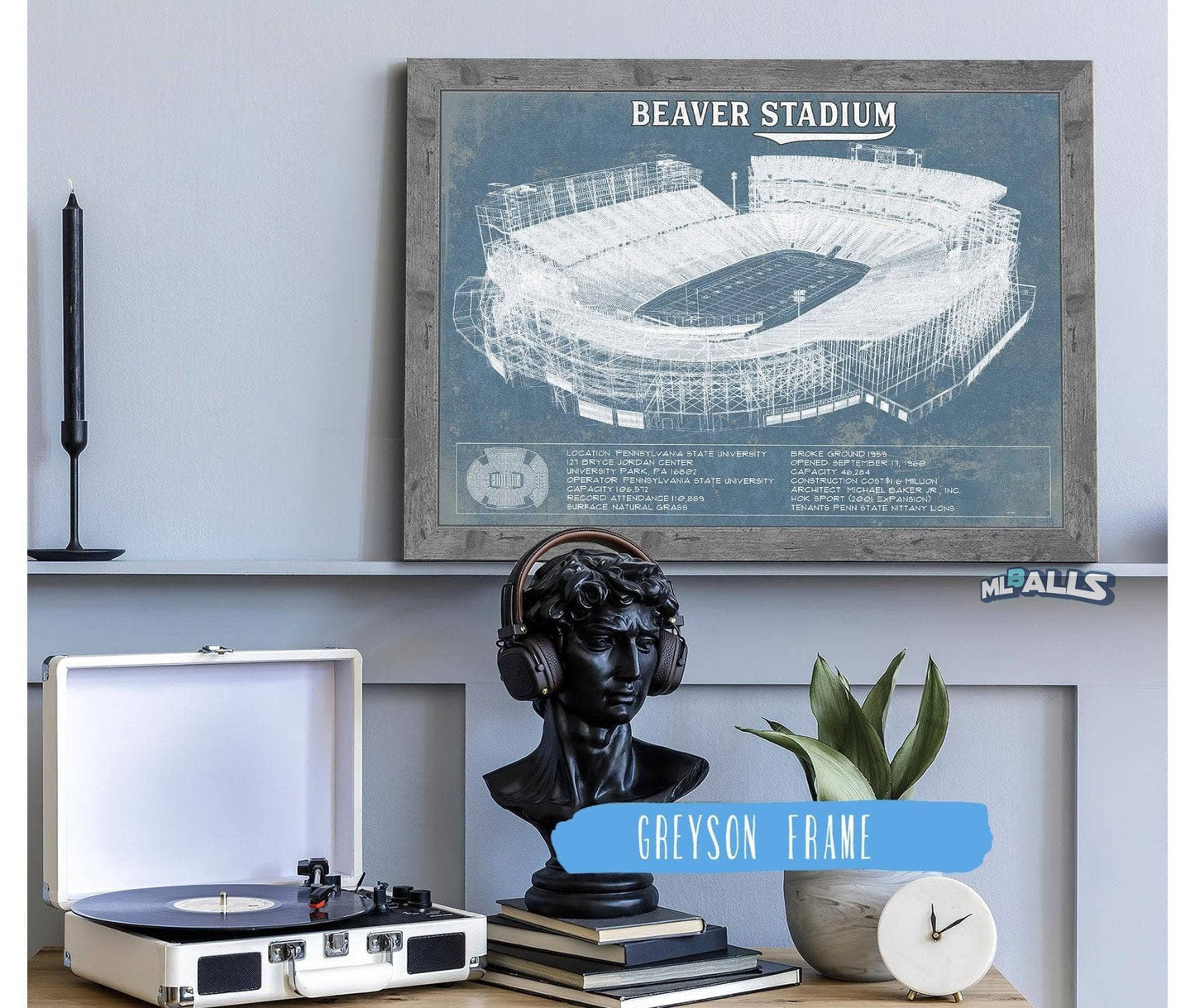 Penn State Nittany Lions - Beaver Stadium Vintage Blueprint Wall Art