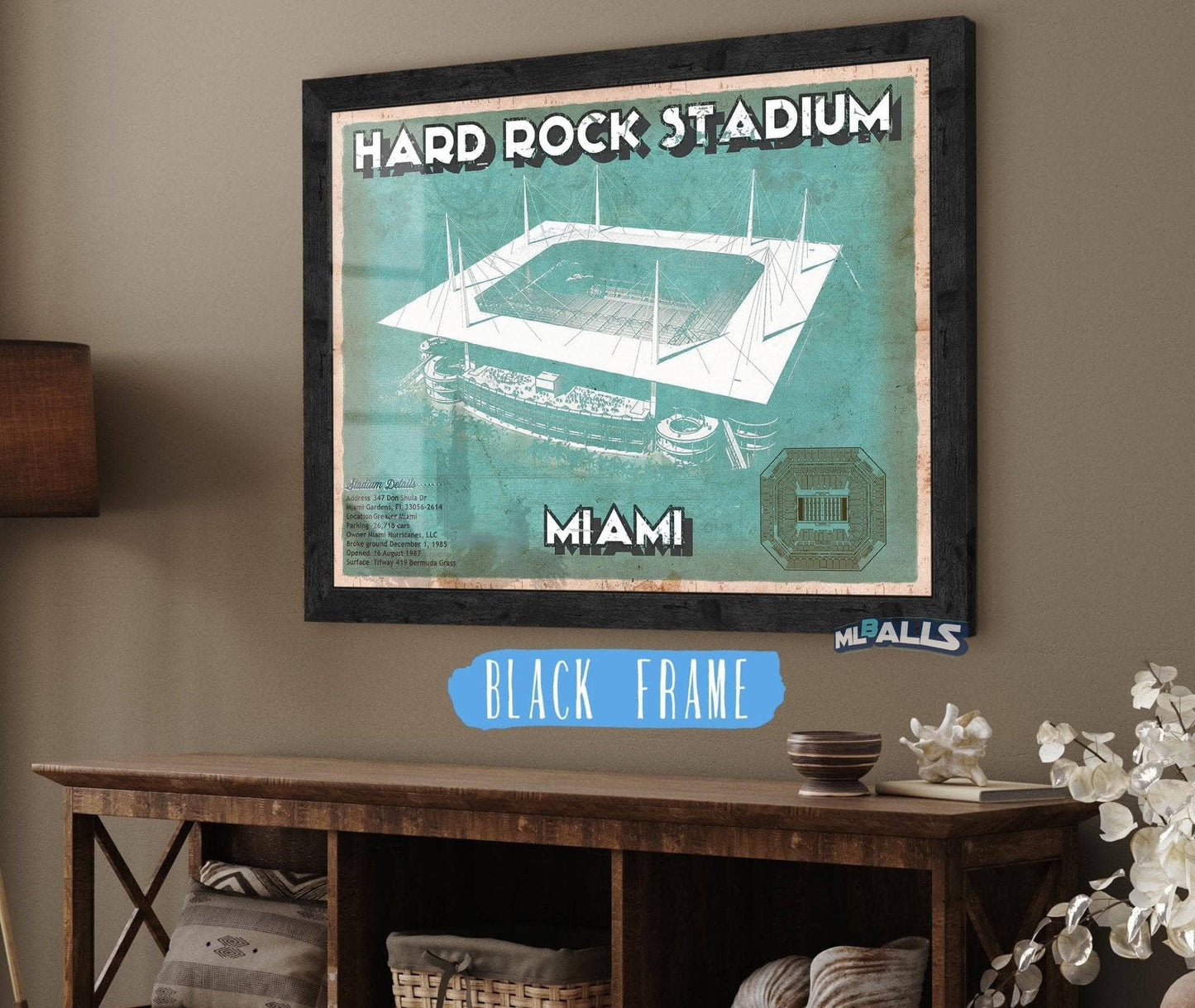 Miami Dolphins Hard Rock Stadium - Vintage Football Print