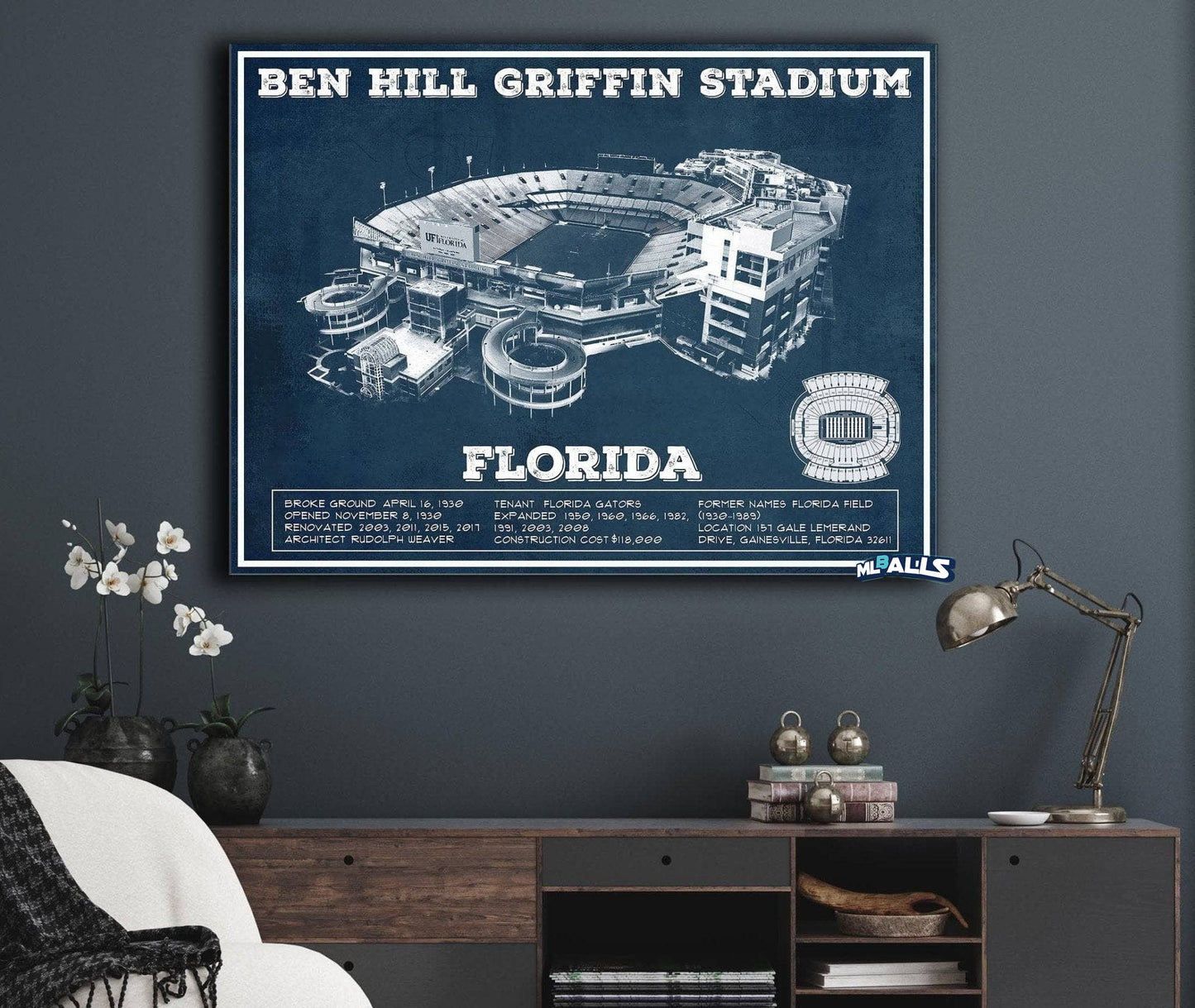 Ben Hill Griffin Stadium Art - University of Florida Gators Vintage Stadium Art Print