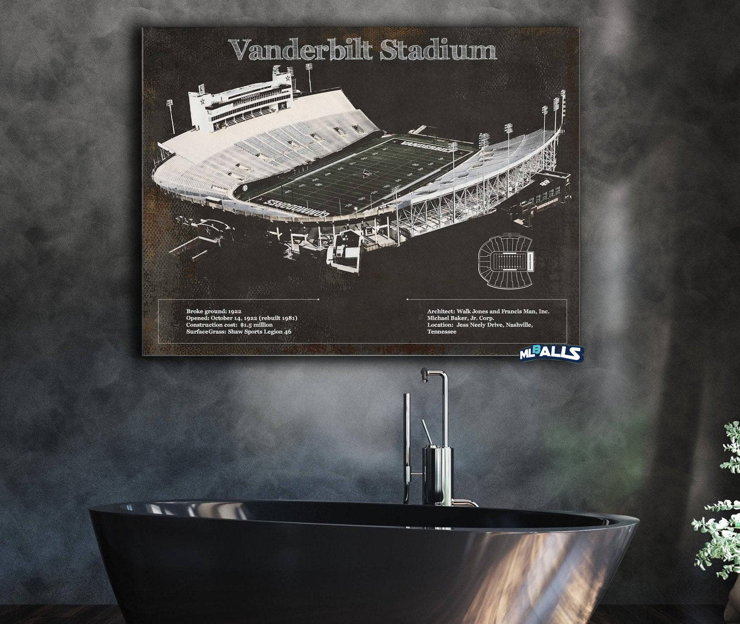 Vanderbilt Commodores Football Art - Vanderbilt Stadium Wall Art