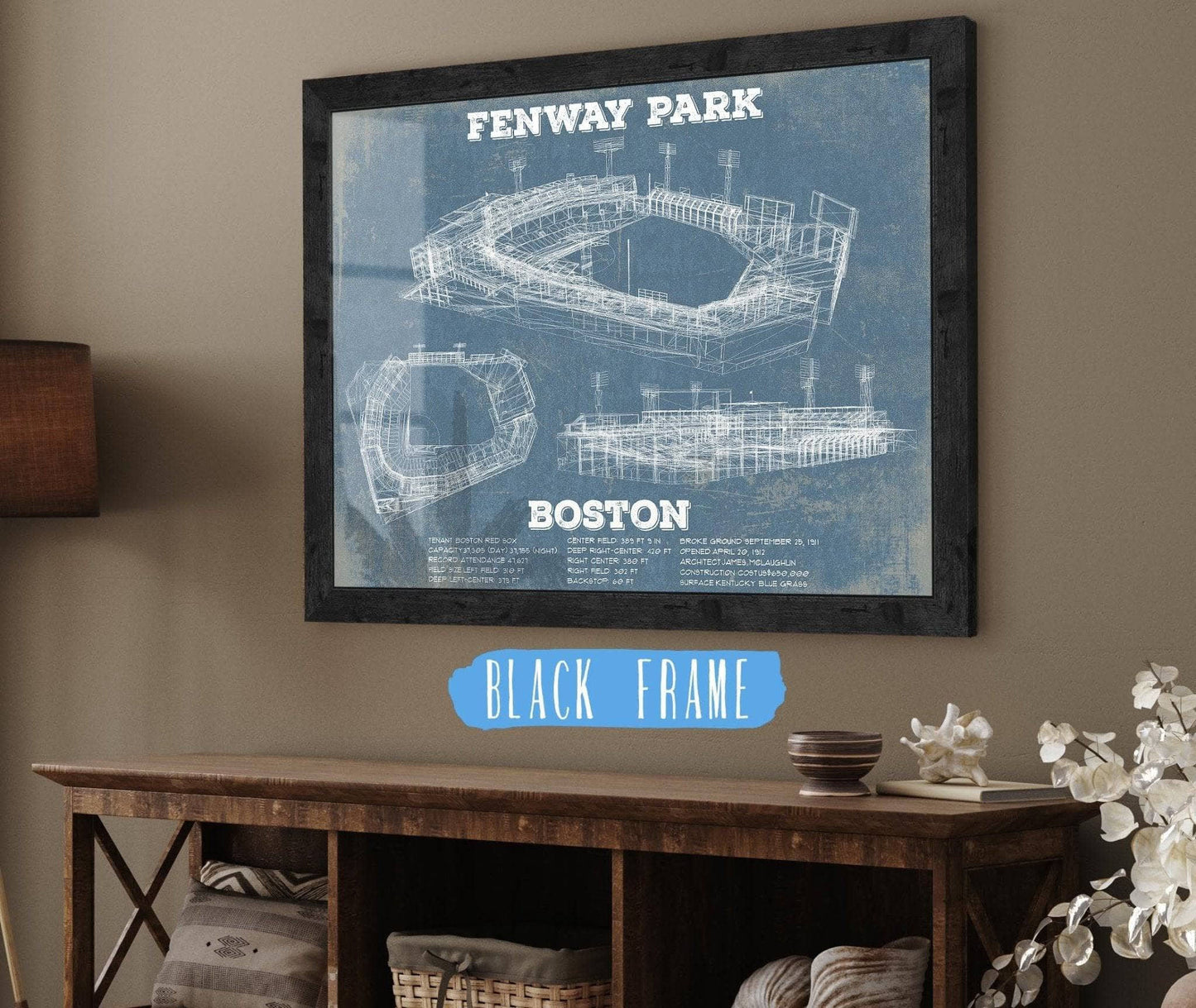 Vintage Boston Red Sox - Fenway Park Baseball Print