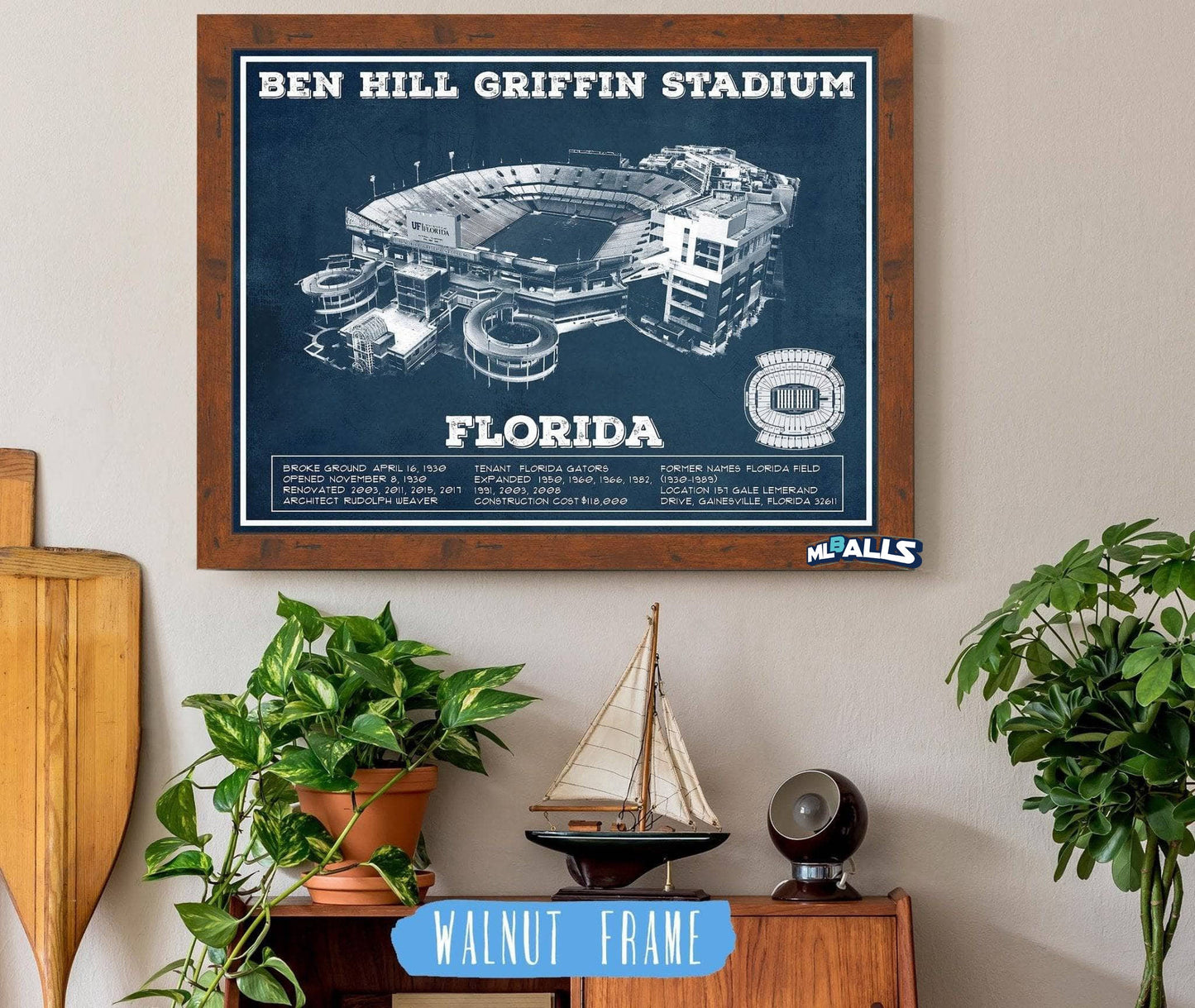 Ben Hill Griffin Stadium Art - University of Florida Gators Vintage Stadium Art Print