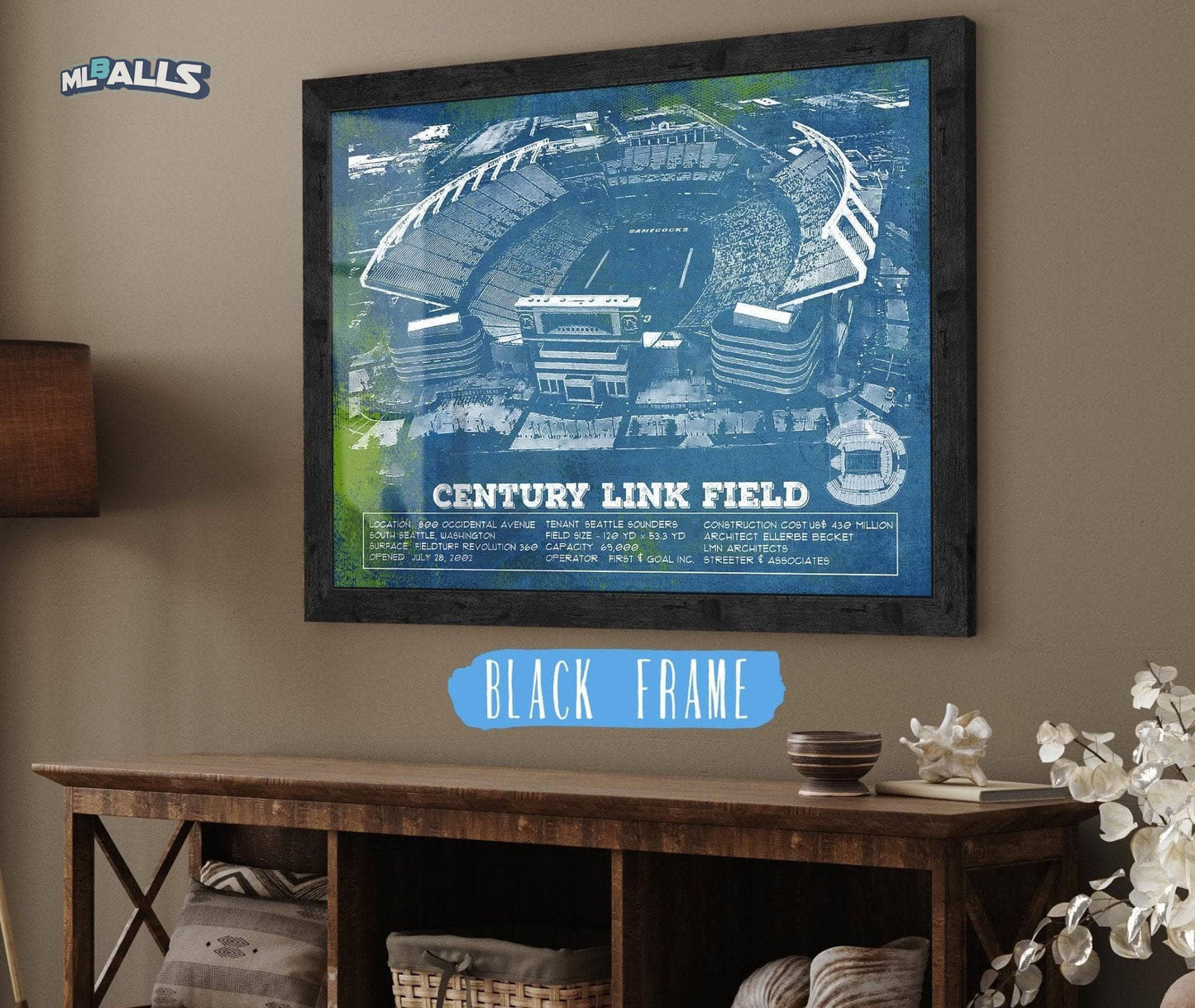 Williams-Brice Stadium Art - South Carolina Gamecocks - Vintage Blueprint Art Chart