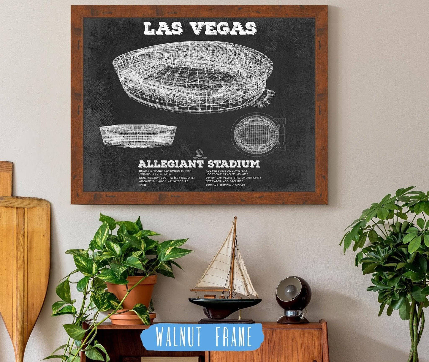 Las Vegas Raiders Allegiant Stadium Vintage Football Print