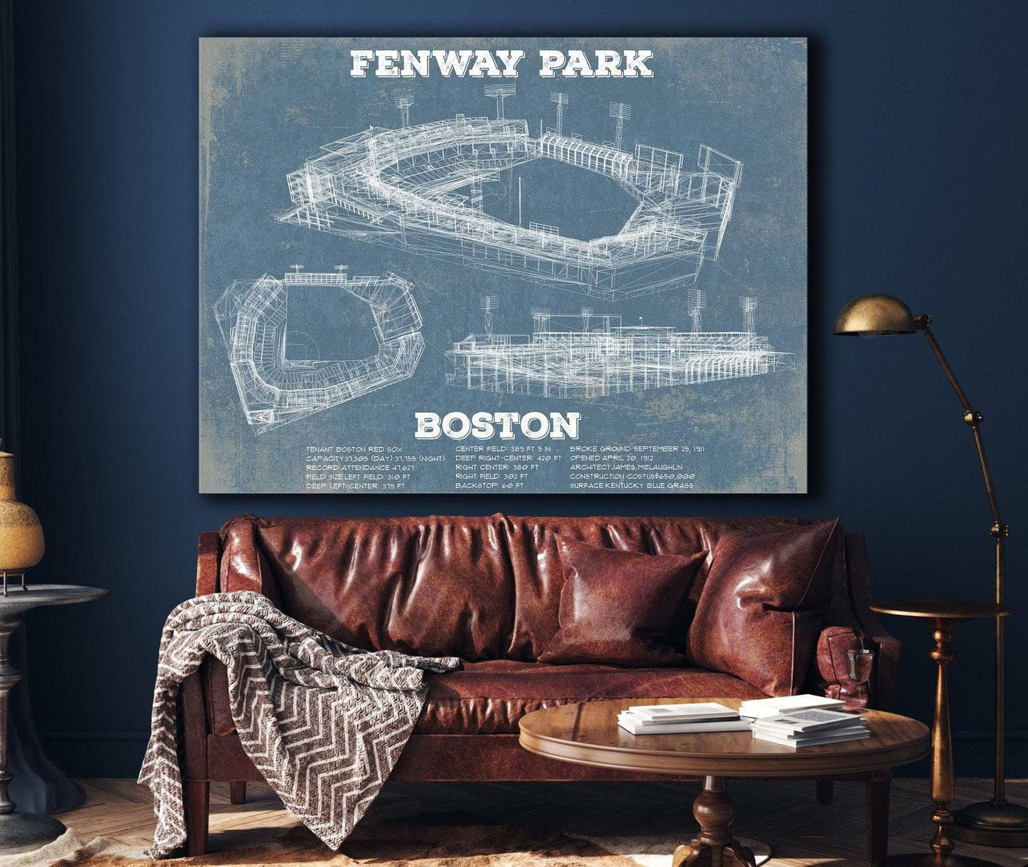 Vintage Boston Red Sox - Fenway Park Baseball Print