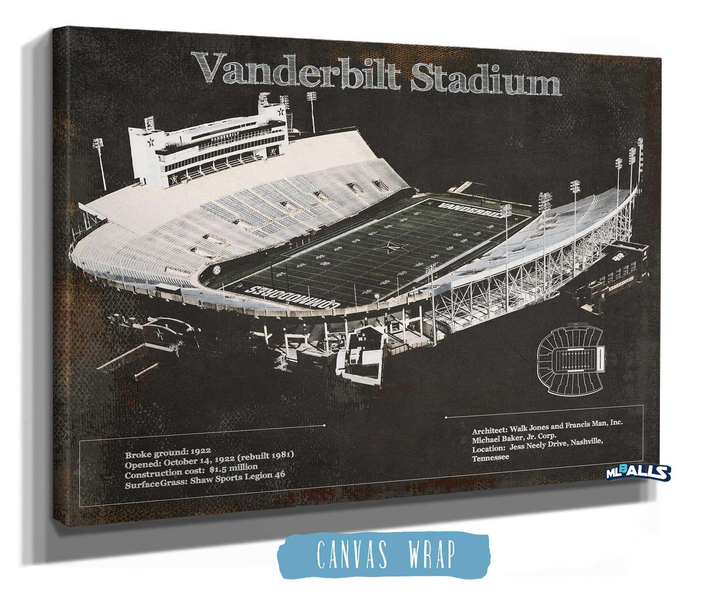 Vanderbilt Commodores Football Art - Vanderbilt Stadium Wall Art