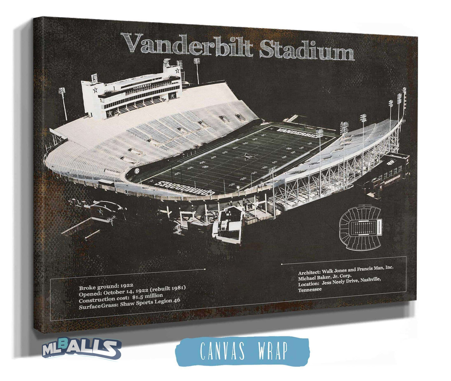 Vanderbilt Commodores Football Art - Vanderbilt Stadium Wall Art